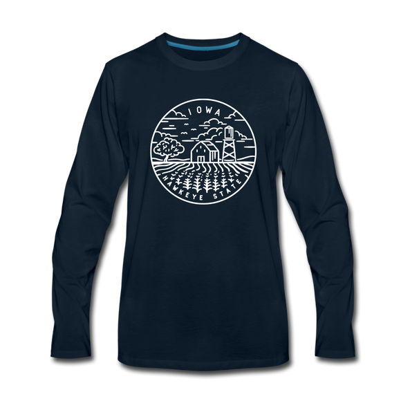 Iowa Long Sleeve T-Shirt - State Design Unisex Iowa Long Sleeve Shirt - deep navy