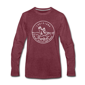 Louisiana Long Sleeve T-Shirt - State Design Unisex Louisiana Long Sleeve Shirt - heather burgundy