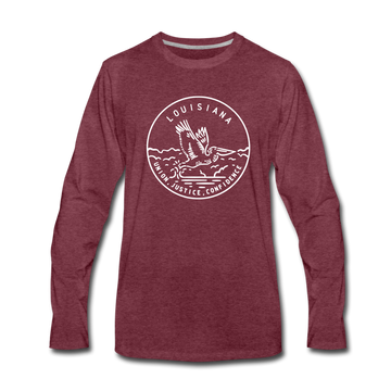 Louisiana Long Sleeve T-Shirt - State Design Unisex Louisiana Long Sleeve Shirt - heather burgundy
