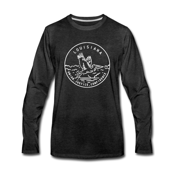Louisiana Long Sleeve T-Shirt - State Design Unisex Louisiana Long Sleeve Shirt - charcoal gray