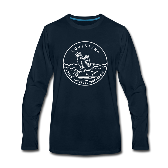Louisiana Long Sleeve T-Shirt - State Design Unisex Louisiana Long Sleeve Shirt - deep navy