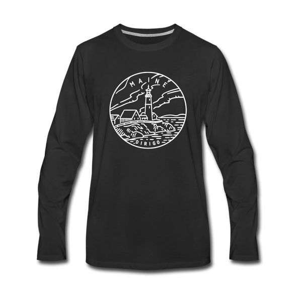 Maine Long Sleeve T-Shirt - State Design Unisex Maine Long Sleeve Shirt - black