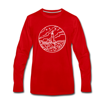 Maine Long Sleeve T-Shirt - State Design Unisex Maine Long Sleeve Shirt - red