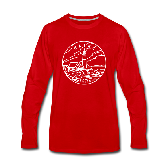 Maine Long Sleeve T-Shirt - State Design Unisex Maine Long Sleeve Shirt - red