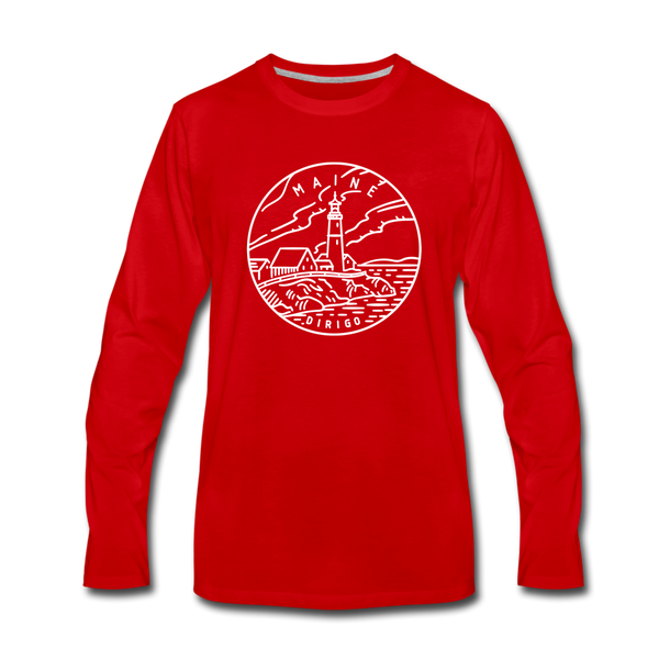 Maine Long Sleeve T-Shirt - State Design Unisex Maine Long Sleeve Shirt - red