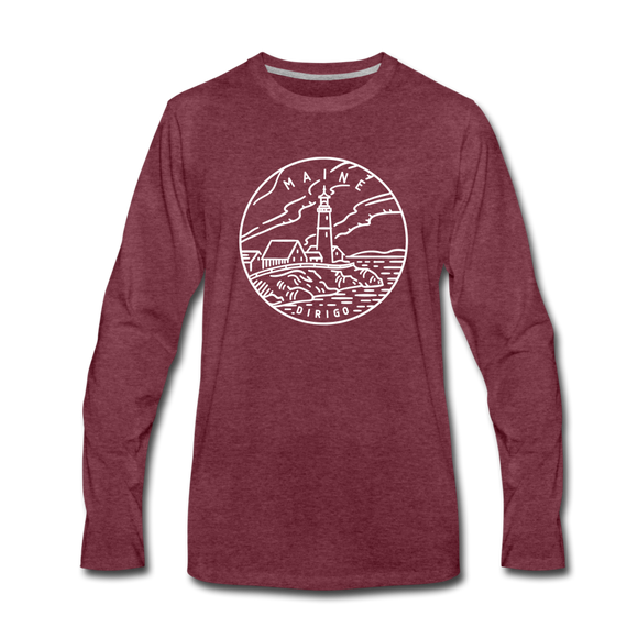 Maine Long Sleeve T-Shirt - State Design Unisex Maine Long Sleeve Shirt - heather burgundy