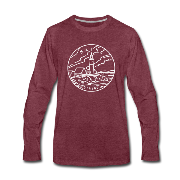 Maine Long Sleeve T-Shirt - State Design Unisex Maine Long Sleeve Shirt - heather burgundy