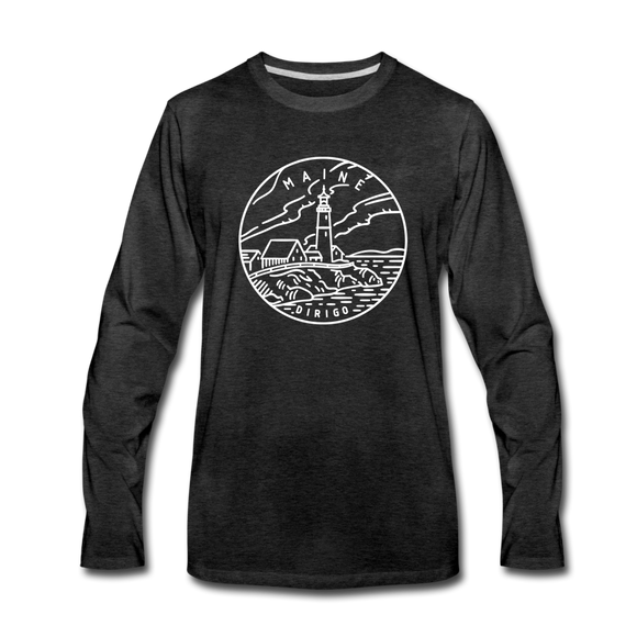 Maine Long Sleeve T-Shirt - State Design Unisex Maine Long Sleeve Shirt - charcoal gray