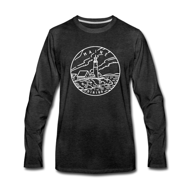 Maine Long Sleeve T-Shirt - State Design Unisex Maine Long Sleeve Shirt - charcoal gray