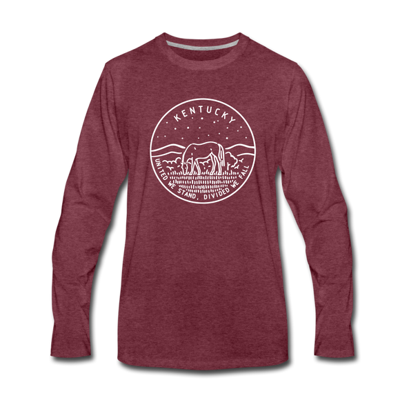 Kentucky Long Sleeve T-Shirt - State Design Unisex Kentucky Long Sleeve Shirt - heather burgundy