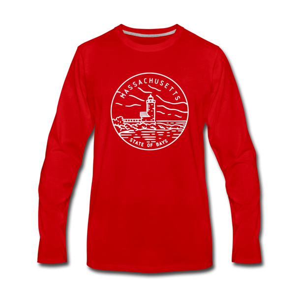 Massachusetts Long Sleeve T-Shirt - State Design Unisex Massachusetts Long Sleeve Shirt - red