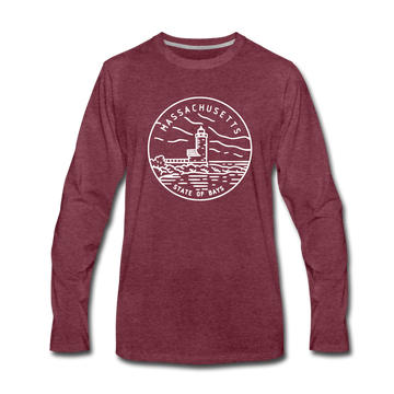 Massachusetts Long Sleeve T-Shirt - State Design Unisex Massachusetts Long Sleeve Shirt - heather burgundy