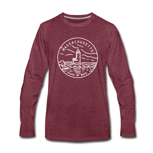 Massachusetts Long Sleeve T-Shirt - State Design Unisex Massachusetts Long Sleeve Shirt - heather burgundy