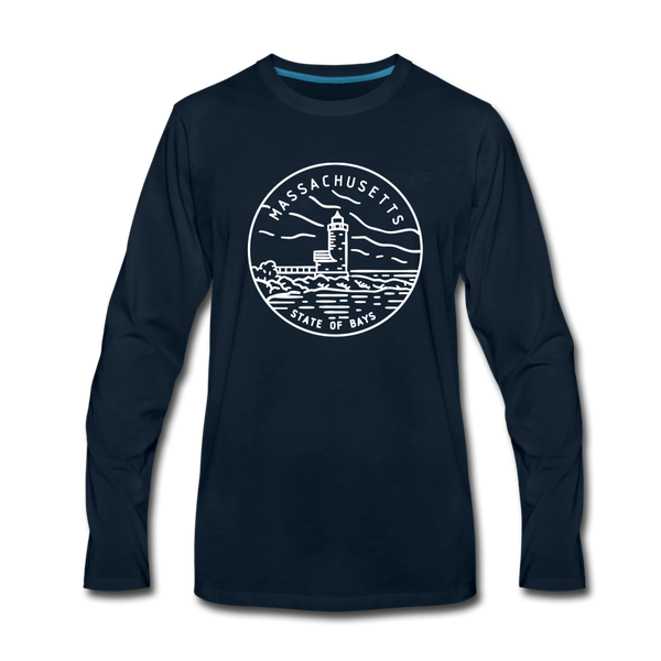 Massachusetts Long Sleeve T-Shirt - State Design Unisex Massachusetts Long Sleeve Shirt - deep navy