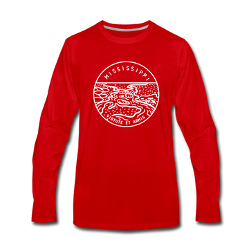 Mississippi Long Sleeve T-Shirt - State Design Unisex Mississippi Long Sleeve Shirt - red