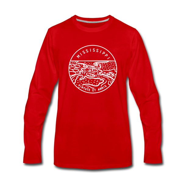Mississippi Long Sleeve T-Shirt - State Design Unisex Mississippi Long Sleeve Shirt - red
