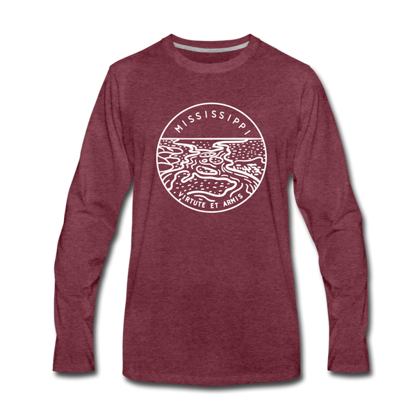 Mississippi Long Sleeve T-Shirt - State Design Unisex Mississippi Long Sleeve Shirt - heather burgundy