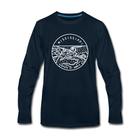 Mississippi Long Sleeve T-Shirt - State Design Unisex Mississippi Long Sleeve Shirt - deep navy