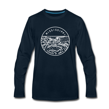 Mississippi Long Sleeve T-Shirt - State Design Unisex Mississippi Long Sleeve Shirt - deep navy
