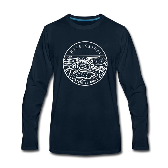Mississippi Long Sleeve T-Shirt - State Design Unisex Mississippi Long Sleeve Shirt - deep navy