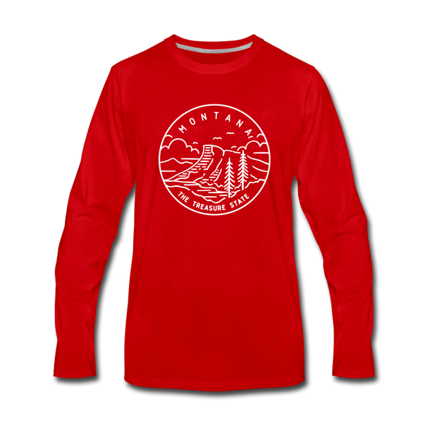 Montana Long Sleeve T-Shirt - State Design Unisex Montana Long Sleeve Shirt - red