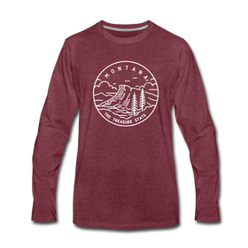 Montana Long Sleeve T-Shirt - State Design Unisex Montana Long Sleeve Shirt - heather burgundy