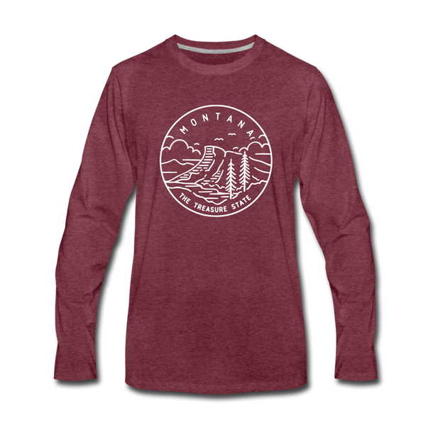 Montana Long Sleeve T-Shirt - State Design Unisex Montana Long Sleeve Shirt - heather burgundy