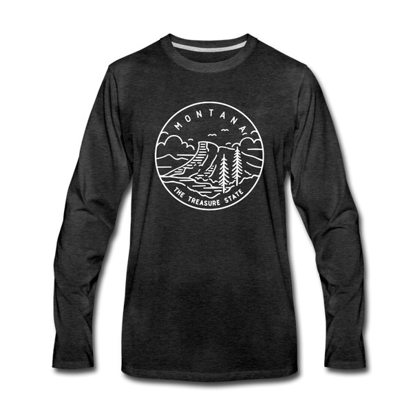 Montana Long Sleeve T-Shirt - State Design Unisex Montana Long Sleeve Shirt - charcoal gray