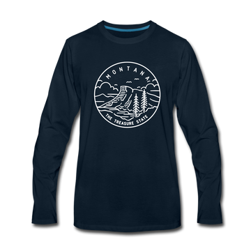 Montana Long Sleeve T-Shirt - State Design Unisex Montana Long Sleeve Shirt - deep navy
