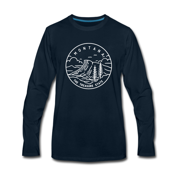 Montana Long Sleeve T-Shirt - State Design Unisex Montana Long Sleeve Shirt - deep navy