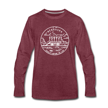 Nebraska Long Sleeve T-Shirt - State Design Unisex Nebraska Long Sleeve Shirt - heather burgundy