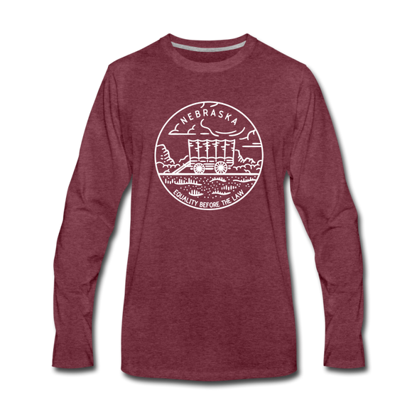 Nebraska Long Sleeve T-Shirt - State Design Unisex Nebraska Long Sleeve Shirt - heather burgundy