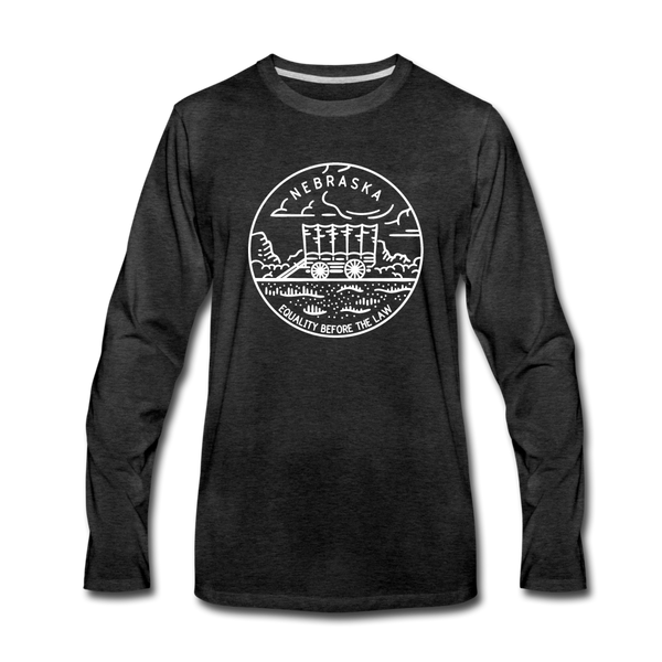 Nebraska Long Sleeve T-Shirt - State Design Unisex Nebraska Long Sleeve Shirt - charcoal gray
