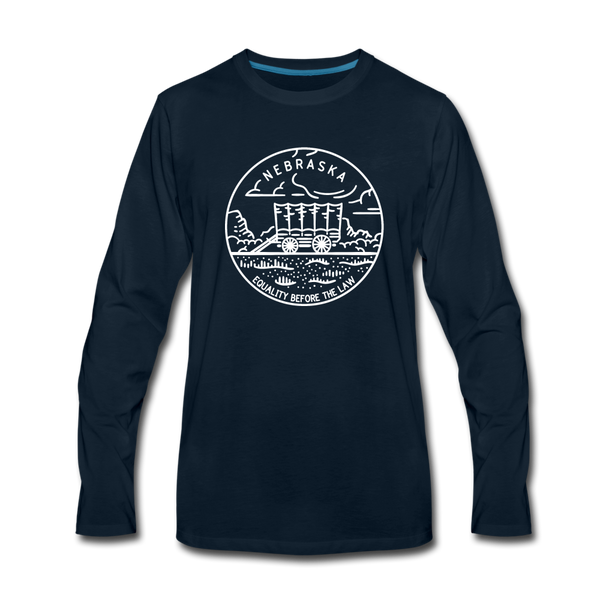 Nebraska Long Sleeve T-Shirt - State Design Unisex Nebraska Long Sleeve Shirt - deep navy
