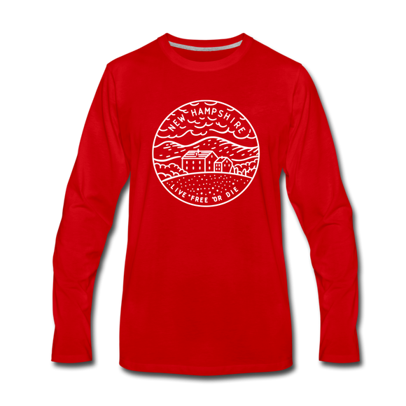 New Hampshire Long Sleeve T-Shirt - State Design Unisex New Hampshire Long Sleeve Shirt - red