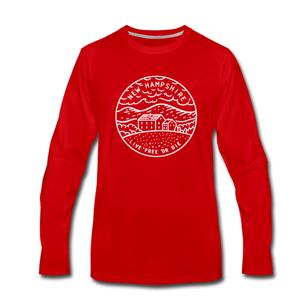 New Hampshire Long Sleeve T-Shirt - State Design Unisex New Hampshire Long Sleeve Shirt - red