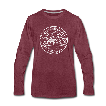 New Hampshire Long Sleeve T-Shirt - State Design Unisex New Hampshire Long Sleeve Shirt - heather burgundy