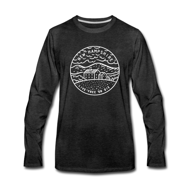 New Hampshire Long Sleeve T-Shirt - State Design Unisex New Hampshire Long Sleeve Shirt - charcoal gray