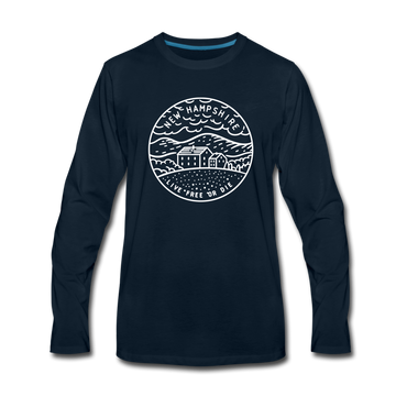 New Hampshire Long Sleeve T-Shirt - State Design Unisex New Hampshire Long Sleeve Shirt - deep navy