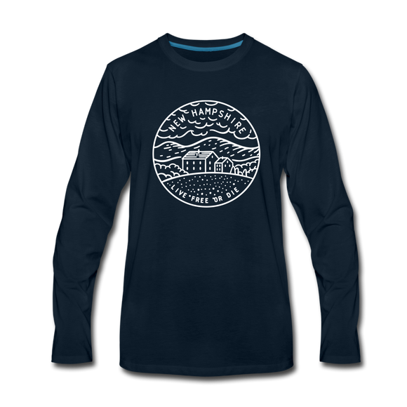New Hampshire Long Sleeve T-Shirt - State Design Unisex New Hampshire Long Sleeve Shirt - deep navy