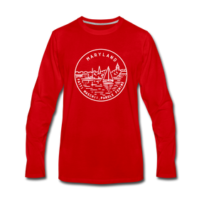 Maryland Long Sleeve T-Shirt - State Design Unisex Maryland Long Sleeve Shirt - red