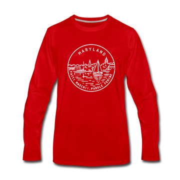 Maryland Long Sleeve T-Shirt - State Design Unisex Maryland Long Sleeve Shirt - red