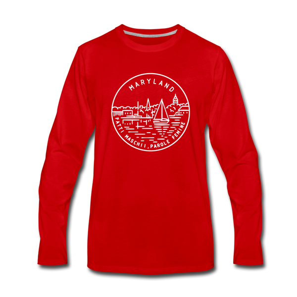 Maryland Long Sleeve T-Shirt - State Design Unisex Maryland Long Sleeve Shirt - red