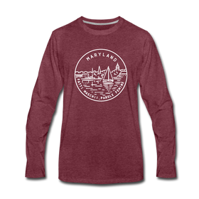 Maryland Long Sleeve T-Shirt - State Design Unisex Maryland Long Sleeve Shirt - heather burgundy