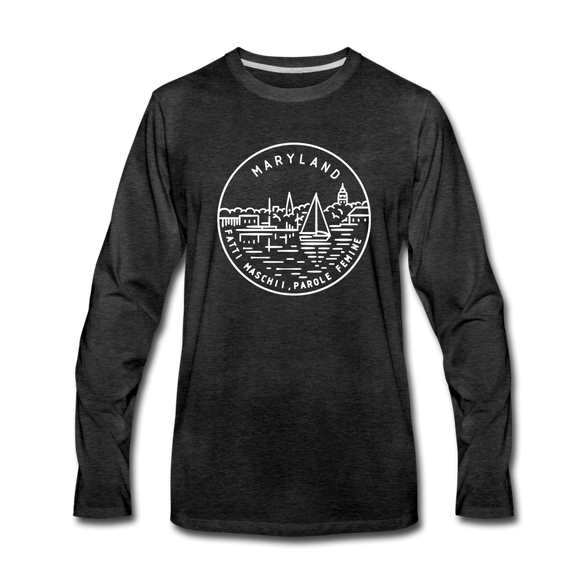 Maryland Long Sleeve T-Shirt - State Design Unisex Maryland Long Sleeve Shirt - charcoal gray