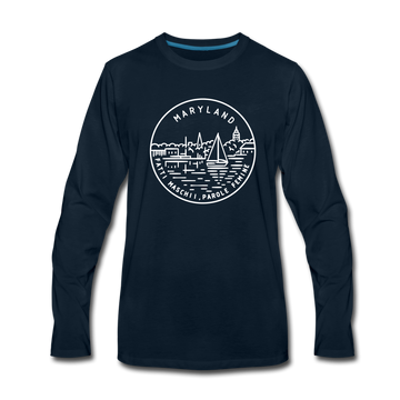 Maryland Long Sleeve T-Shirt - State Design Unisex Maryland Long Sleeve Shirt - deep navy