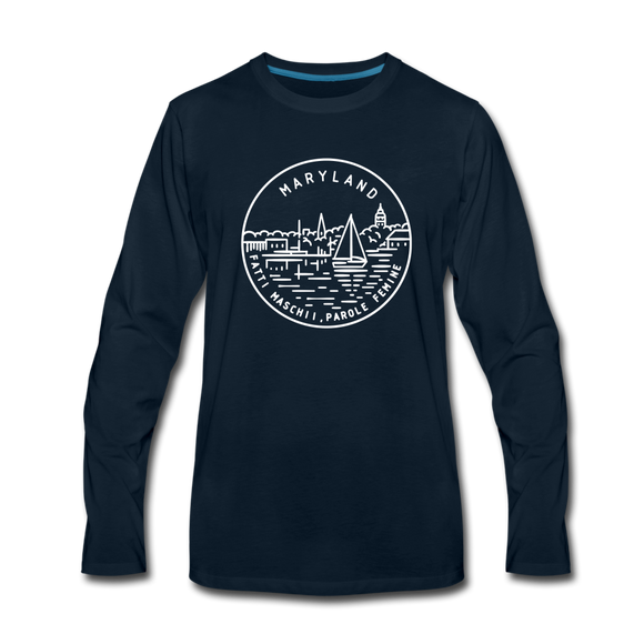 Maryland Long Sleeve T-Shirt - State Design Unisex Maryland Long Sleeve Shirt - deep navy