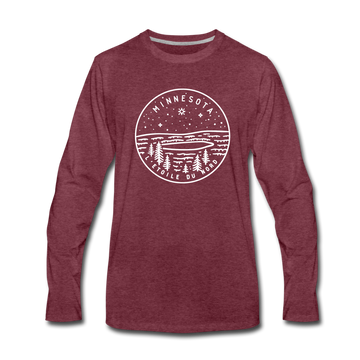 Minnesota Long Sleeve T-Shirt - State Design Unisex Minnesota Long Sleeve Shirt - heather burgundy