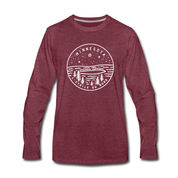 Minnesota Long Sleeve T-Shirt - State Design Unisex Minnesota Long Sleeve Shirt - heather burgundy