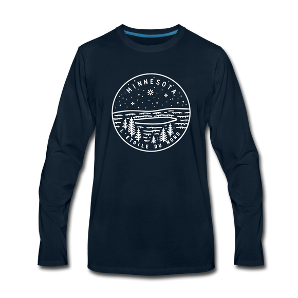 Minnesota Long Sleeve T-Shirt - State Design Unisex Minnesota Long Sleeve Shirt - deep navy